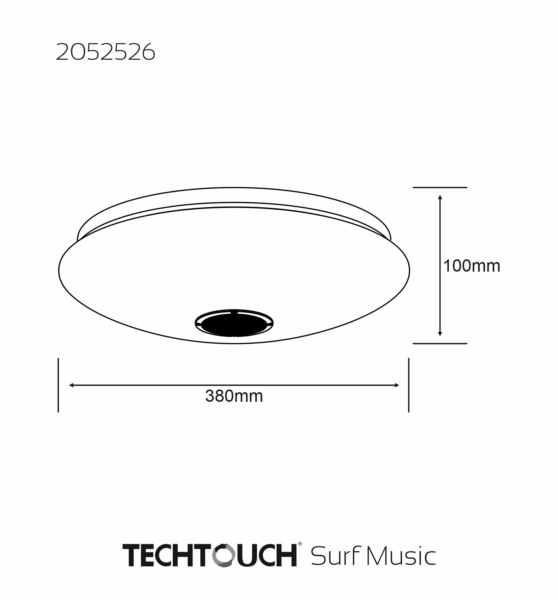24W  Flush Ceiling CCT & Bluetooth Speaker 2052526  Techtouch Surf Music